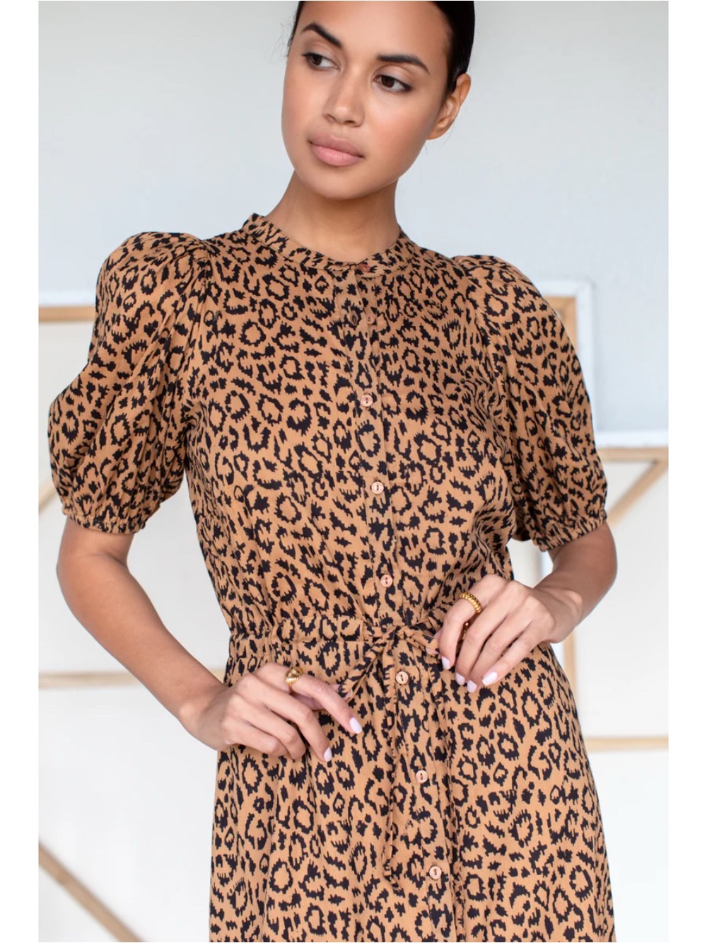 Emerson Fry India Collection Lucy Dress Vintage Leopard Organic Cotton Sz Small - Picture 5 of 13